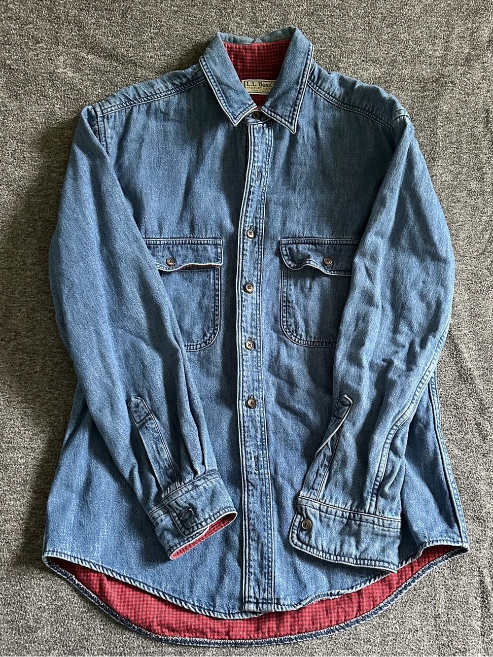 LL Bean Denim Button Down Flannel Lining Men’s Small Heritage Mountain Workwear